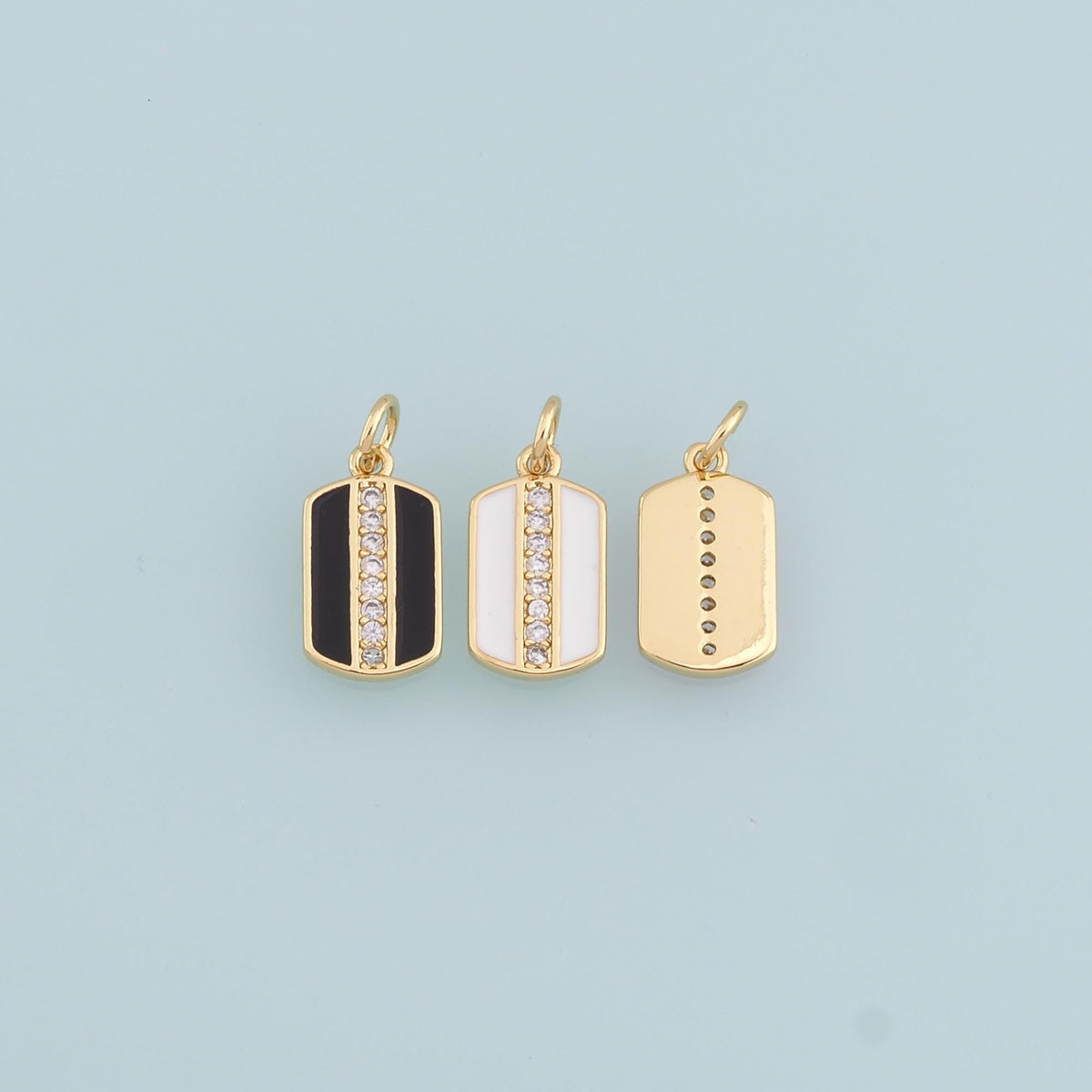 Gold Rectangle Charms,18K Gold Filled Enamel Rectangle Pendant,CZ Rectangle Charm Bracelet Necklace for DIY Jewelry Making Su
