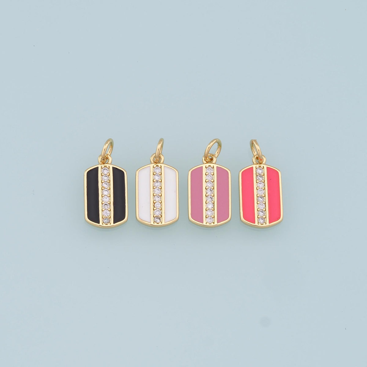 Gold Rectangle Charms,18K Gold Filled Enamel Rectangle Pendant,CZ Rectangle Charm Bracelet Necklace for DIY Jewelry Making Su