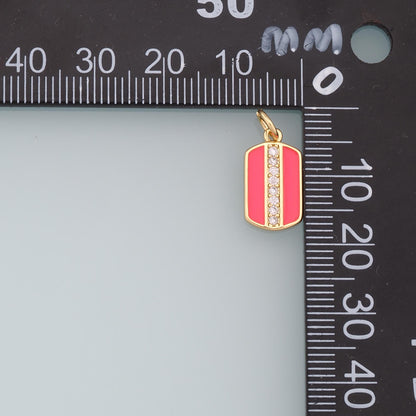 Gold Rectangle Charms,18K Gold Filled Enamel Rectangle Pendant,CZ Rectangle Charm Bracelet Necklace for DIY Jewelry Making Su