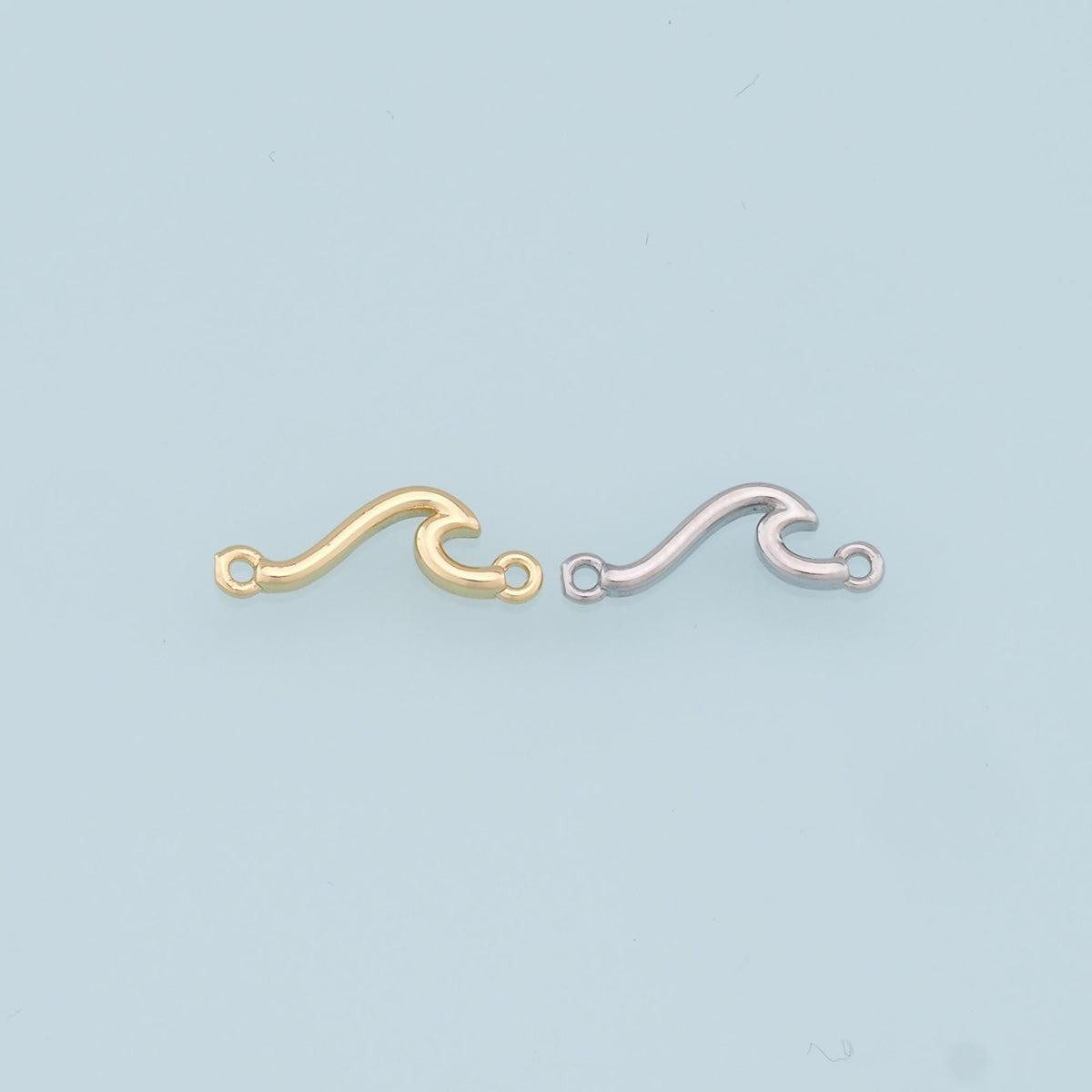 Gold Wave Connector Charms,18K Gold Filled Wave Pendant Bracelet Necklace for DIY Jewelry Making Supply