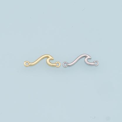 Gold Wave Connector Charms,18K Gold Filled Wave Pendant Bracelet Necklace for DIY Jewelry Making Supply