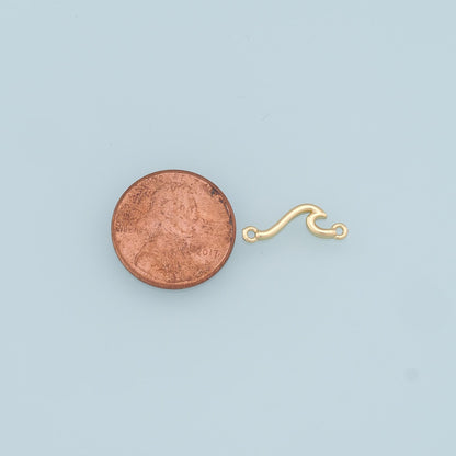 Gold Wave Connector Charms,18K Gold Filled Wave Pendant Bracelet Necklace for DIY Jewelry Making Supply
