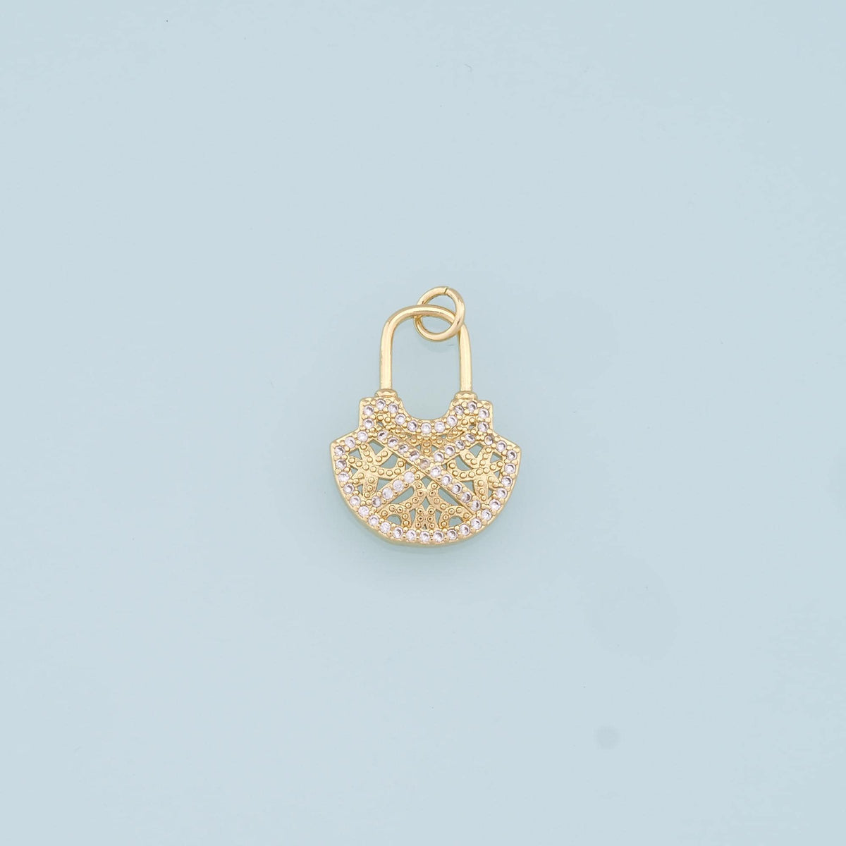 18K Gold Filled Key CZ Charm Pendant for Jewelry Making