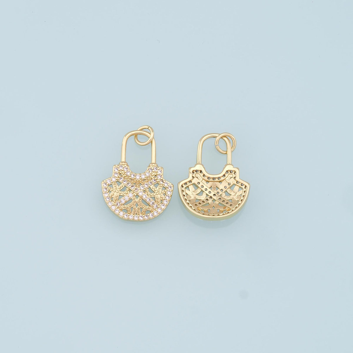 18K Gold Filled Key CZ Charm Pendant for Jewelry Making