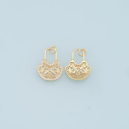 18K Gold Filled Key CZ Charm Pendant for Jewelry Making