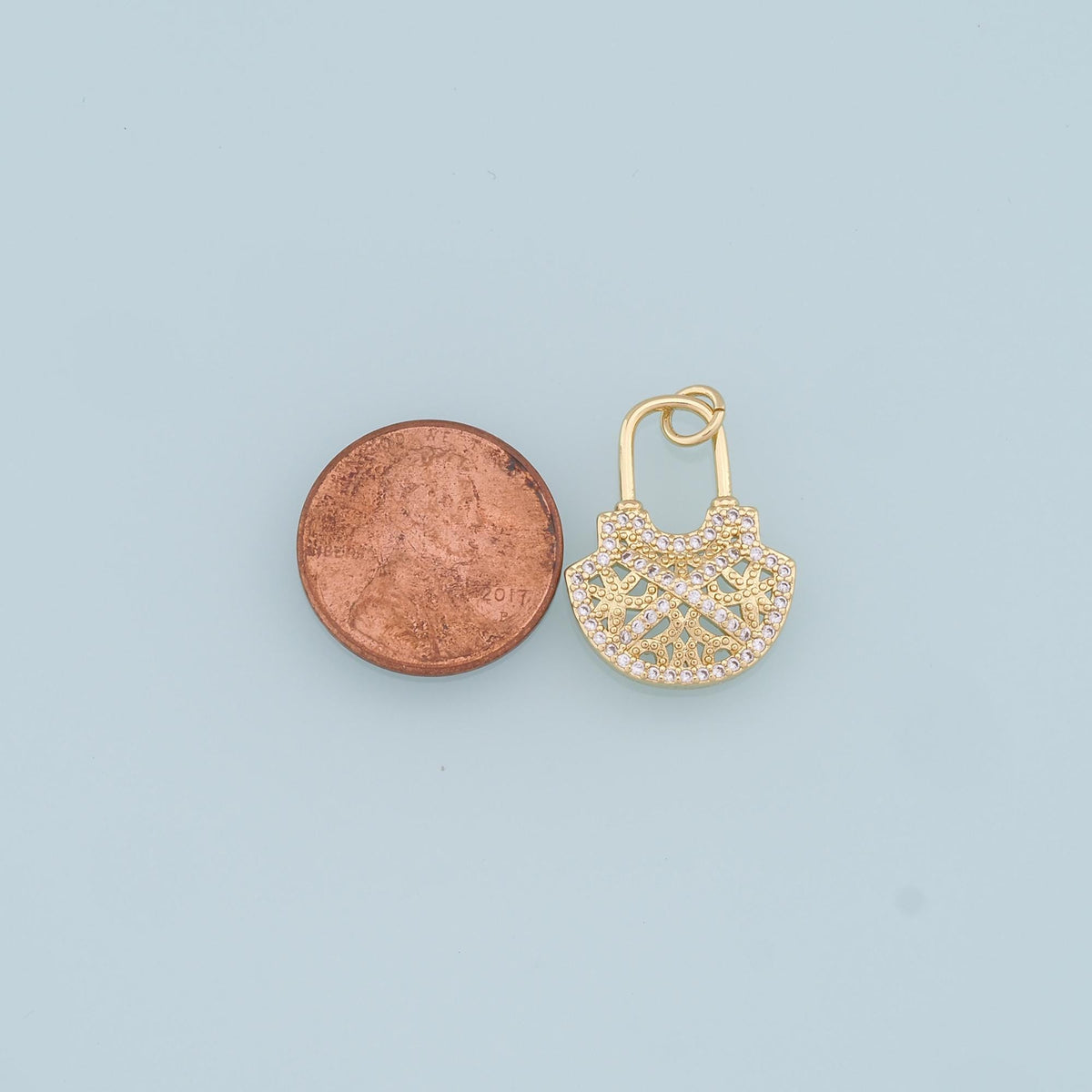 18K Gold Filled Key CZ Charm Pendant for Jewelry Making