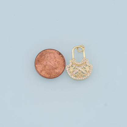18K Gold Filled Key CZ Charm Pendant for Jewelry Making