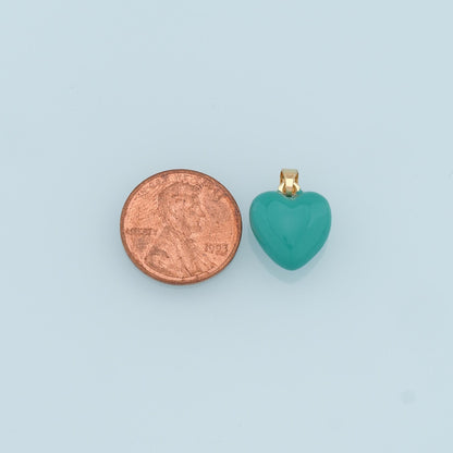 Gold Heart Charms,18K Gold Filled Enamel Heart Pendant,Blue Heart Charm Bracelet Necklace for DIY Jewelry Making Supply
