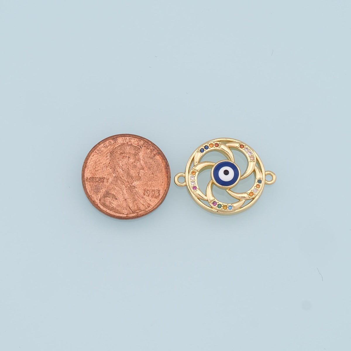Gold Evil Eye Connector Charms,18K Gold Filled Evil Eye Pendant Bracelet Necklace for DIY Jewelry Making Supply