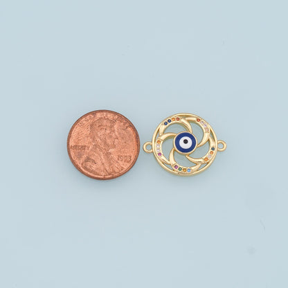 Gold Evil Eye Connector Charms,18K Gold Filled Evil Eye Pendant Bracelet Necklace for DIY Jewelry Making Supply