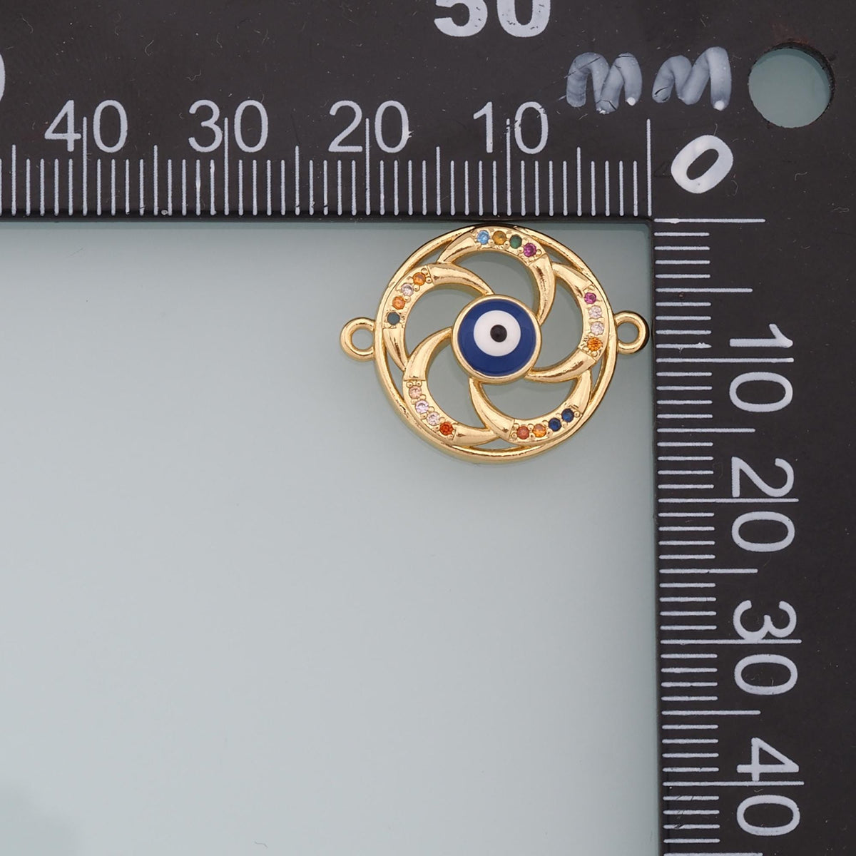 Gold Evil Eye Connector Charms,18K Gold Filled Evil Eye Pendant Bracelet Necklace for DIY Jewelry Making Supply