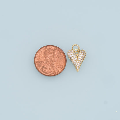 18K Gold Filled Cubic Zirconia Heart Charm Pendant for Jewelry Making