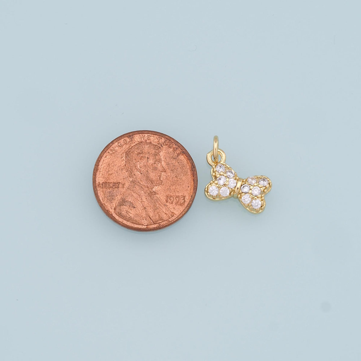 Gold Bow Charms,18K Gold Filled Tiny Bow Pendant,CZ Bow tie Charm Bracelet Necklace for DIY Jewelry Making Supply