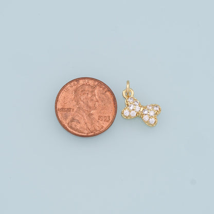 Gold Bow Charms,18K Gold Filled Tiny Bow Pendant,CZ Bow tie Charm Bracelet Necklace for DIY Jewelry Making Supply