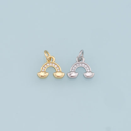 Gold Rainbow Charms,18K Gold Filled CZ Rainbow Pendant,Silver Rainbow Charm Bracelet Necklace for DIY Jewelry Making Supply