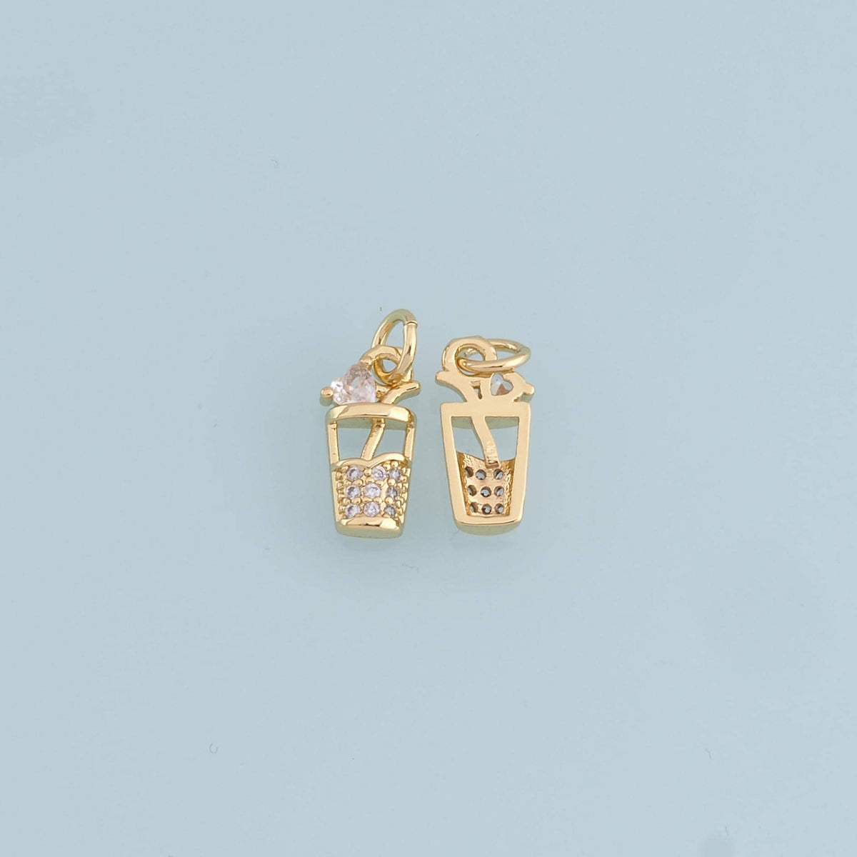 18K Gold Filled Cubic Zirconia Charm Pendant for Jewelry Making