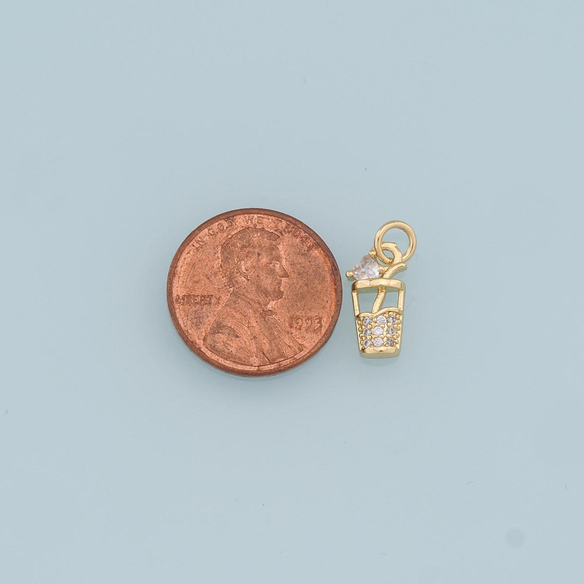 18K Gold Filled Cubic Zirconia Charm Pendant for Jewelry Making