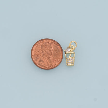 18K Gold Filled Cubic Zirconia Charm Pendant for Jewelry Making