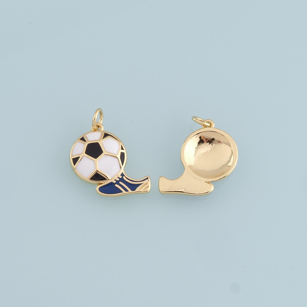 Gold Football Charms,18K Gold Filled Football Pendant,Soccer Shoes Charm Bracelet Necklace for DIY Jewelry Making Supply