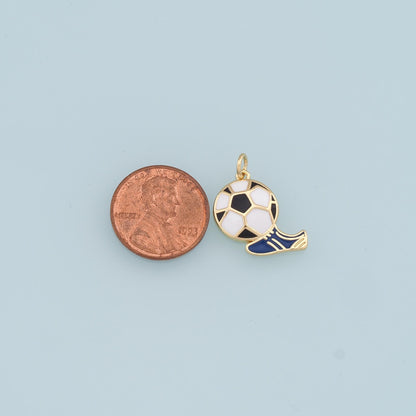Gold Football Charms,18K Gold Filled Football Pendant,Soccer Shoes Charm Bracelet Necklace for DIY Jewelry Making Supply