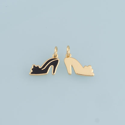 Gold High Heel Charms,18K Gold Filled High Heel Pendant,Enamel Stiletto Heels Charm Bracelet Necklace for DIY Jewelry Making 