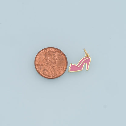 Gold High Heel Charms,18K Gold Filled High Heel Pendant,Enamel Stiletto Heels Charm Bracelet Necklace for DIY Jewelry Making 