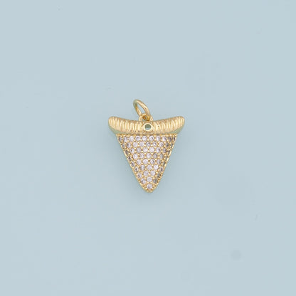 Gold Pizza Charms,18K Gold Filled Triangle Pendant,CZ Micro Pave Triangle Charm Bracelet Necklace for DIY Jewelry Making Supp
