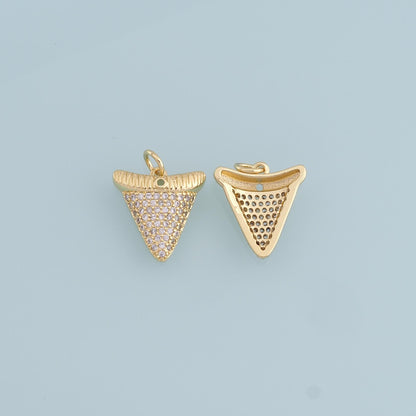 Gold Pizza Charms,18K Gold Filled Triangle Pendant,CZ Micro Pave Triangle Charm Bracelet Necklace for DIY Jewelry Making Supp
