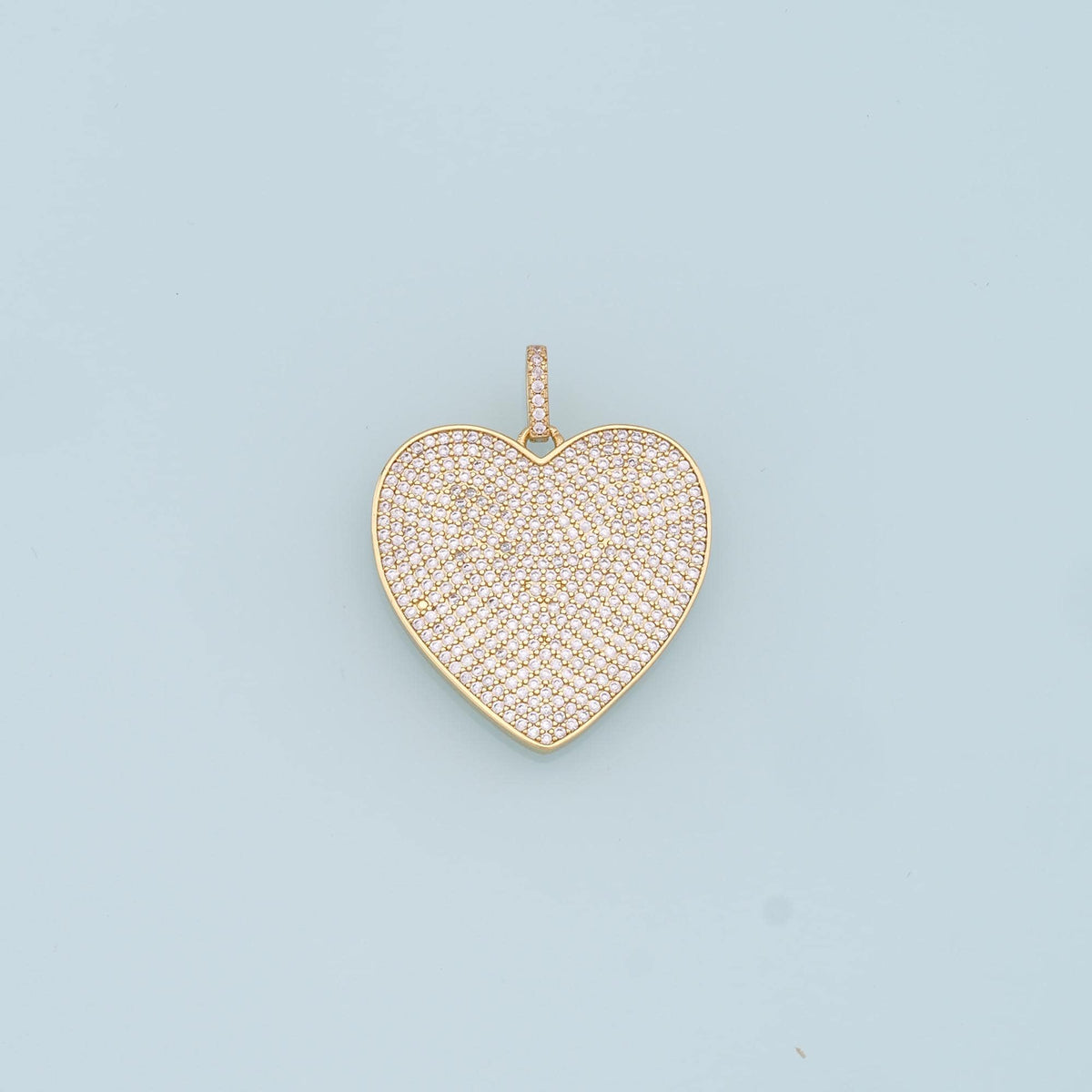 Gold Heart Charms,18K Gold Filled Heart Pendant,CZ Micro Pave Heart Charm Bracelet Necklace for DIY Jewelry Making Supply