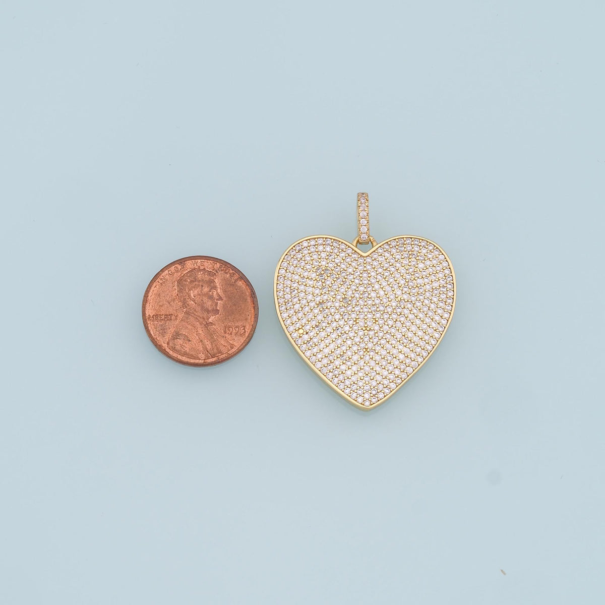 Gold Heart Charms,18K Gold Filled Heart Pendant,CZ Micro Pave Heart Charm Bracelet Necklace for DIY Jewelry Making Supply