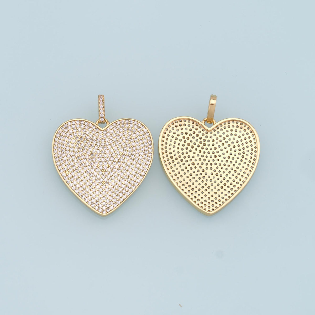 Gold Heart Charms,18K Gold Filled Heart Pendant,CZ Micro Pave Heart Charm Bracelet Necklace for DIY Jewelry Making Supply