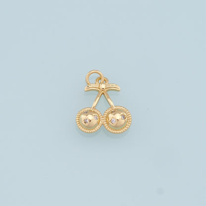 18K Gold Filled Cherry Charm Pendant for Jewelry Making