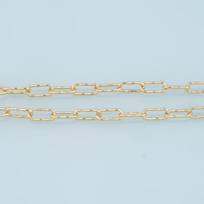 Gold Oval Chain,18K Gold Filled Rectangle paper clip Chain for Necklace Bracelet DIY Jewelry Making Supply 7x16.5mm
