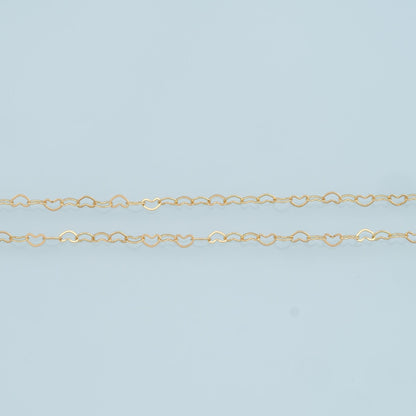 18K Gold Filled Heart Paperclip Chain 5 mm, 3.28 ft for Jewelry Making