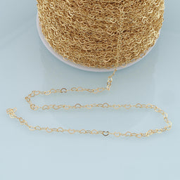 Gold Heart Chain,18K Gold Filled Heart paper clip Chain for Necklace Bracelet DIY Jewelry Making Supply 3x5mm
