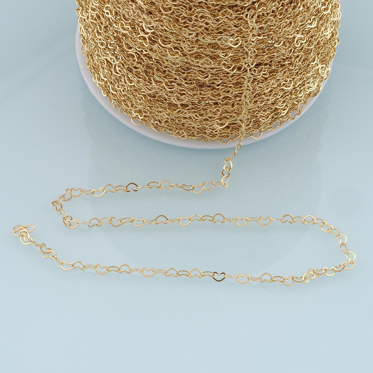 Gold Heart Chain,18K Gold Filled Heart paper clip Chain for Necklace Bracelet DIY Jewelry Making Supply 3x5mm