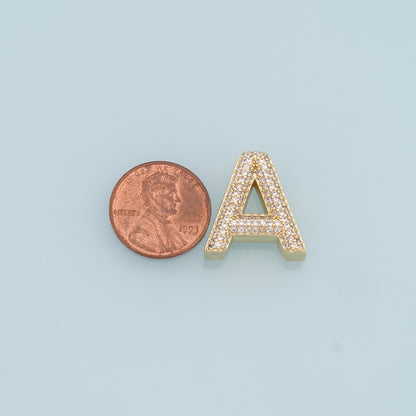 Gold letter Charms,18K Gold Filled CZ letter Pendant,initial Charm Bracelet Necklace for DIY Jewelry Making Supply