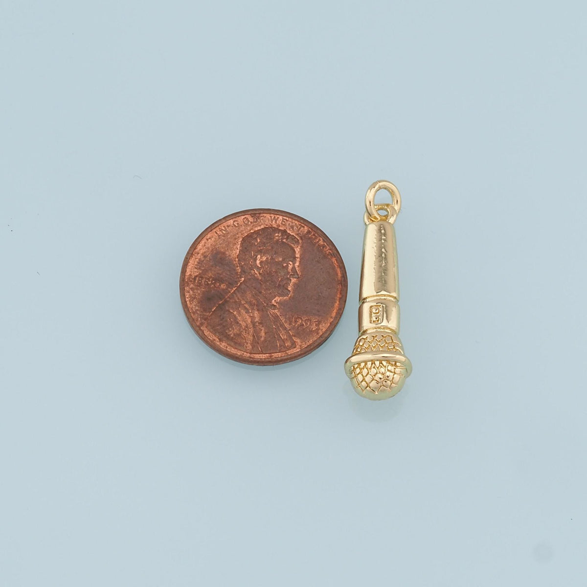 Gold Microphone Charms,18K Gold Filled Microphone Pendant,Microphone Charm Bracelet Necklace for DIY Jewelry Making Supply