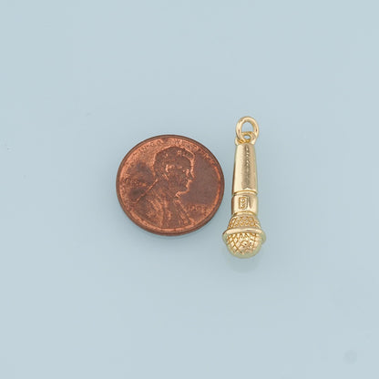 Gold Microphone Charms,18K Gold Filled Microphone Pendant,Microphone Charm Bracelet Necklace for DIY Jewelry Making Supply