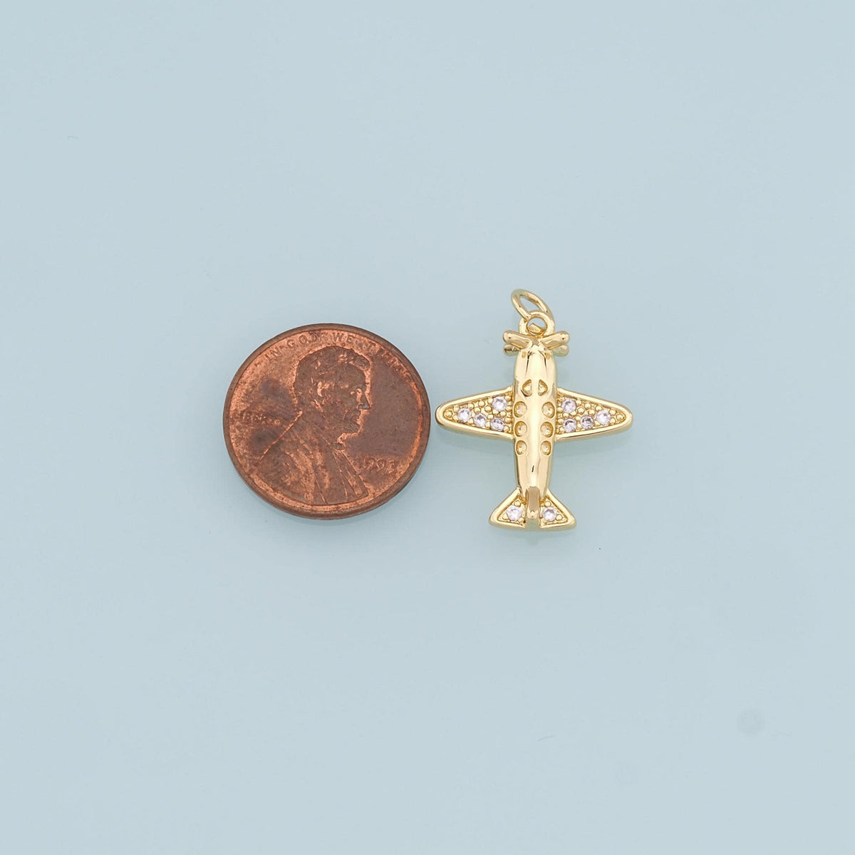 Gold Airplane Charms,18K Gold Filled CZ Airplane Pendant,Airplane Charm Bracelet Necklace for DIY Jewelry Making Supply