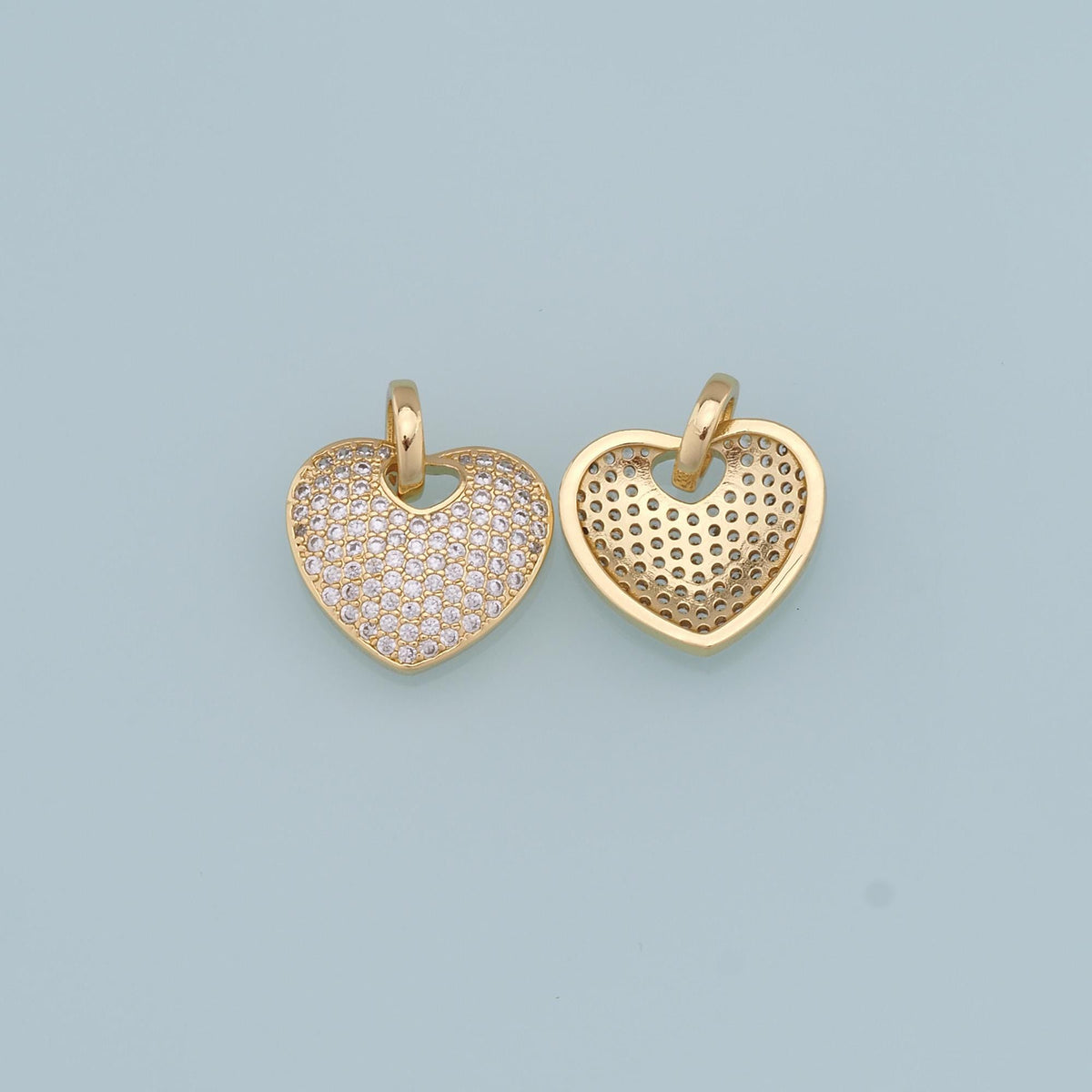 18K Gold Filled Heart CZ Charm Pendant for Jewelry Making