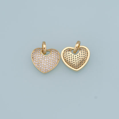 18K Gold Filled Heart CZ Charm Pendant for Jewelry Making