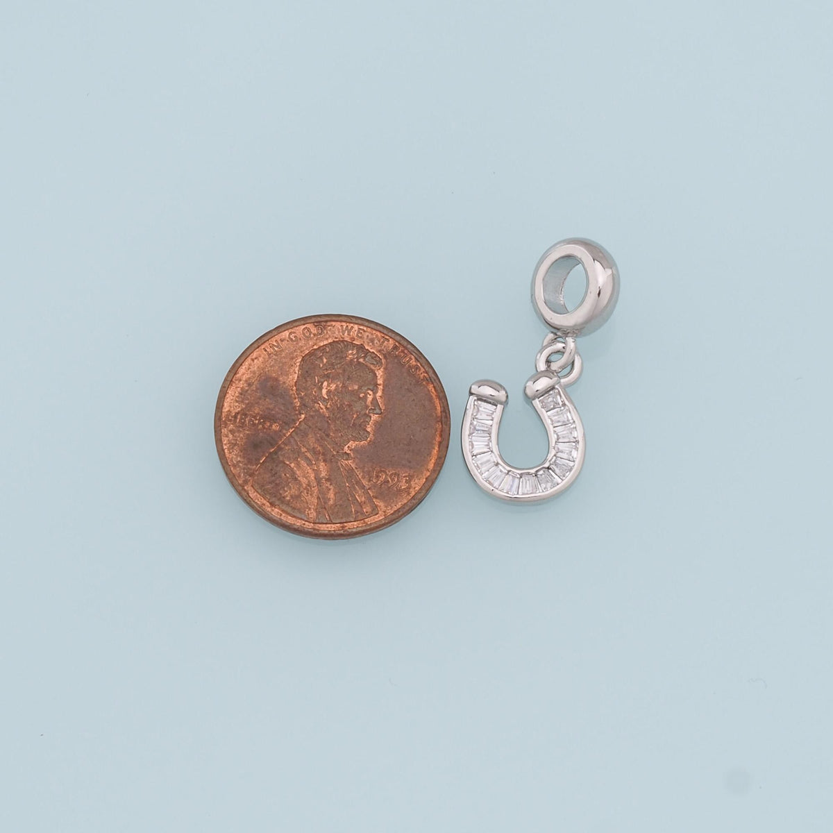 18K Gold Filled Cubic Zirconia Horseshoe Charm Pendant for Jewelry Making
