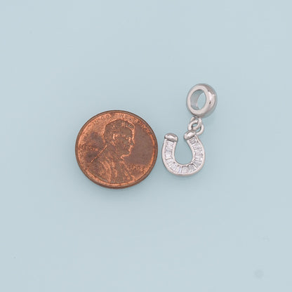 18K Gold Filled Cubic Zirconia Horseshoe Charm Pendant for Jewelry Making