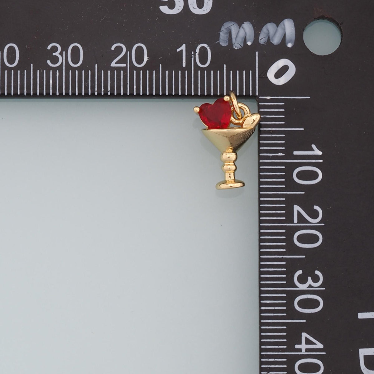 Gold Wine Glass Charms,18K Gold Filled CZ Heart Wine Glass Pendant,Wine Glass Charm Bracelet Necklace for DIY Jewelry Making 