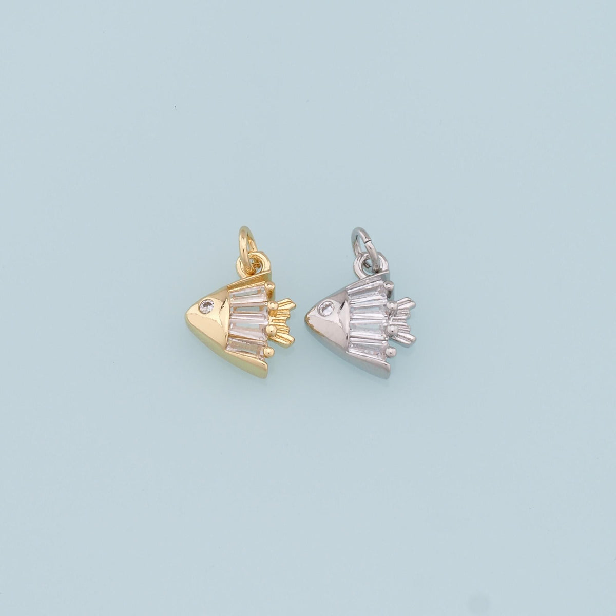Gold Fish Charms,18K Gold Filled Crystal Fish Pendant,Cute Fish Charm Bracelet Necklace for DIY Jewelry Making Supply