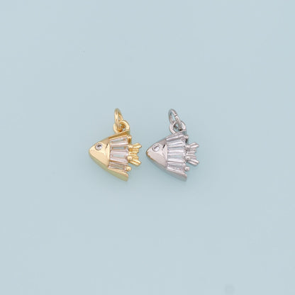 Gold Fish Charms,18K Gold Filled Crystal Fish Pendant,Cute Fish Charm Bracelet Necklace for DIY Jewelry Making Supply