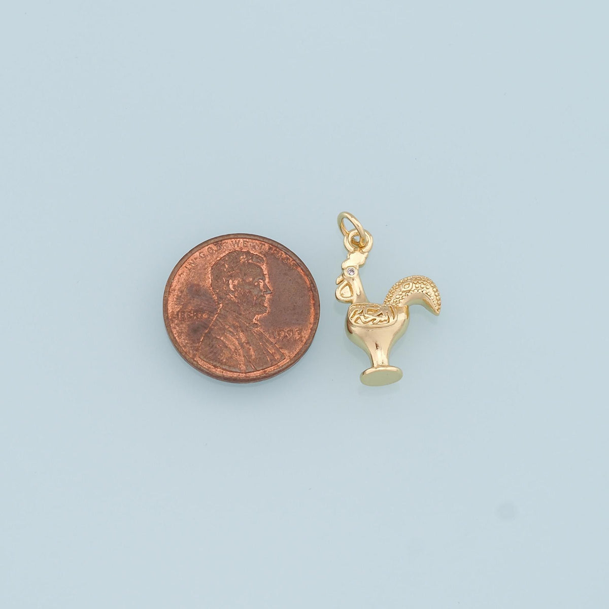 Gold Rooster Charms,18K Gold Filled Rooster Pendant,Animal Charm Bracelet Necklace for DIY Jewelry Making Supply