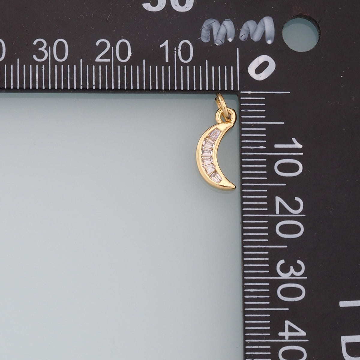 Gold Moon Charms,18K Gold Filled CZ Moon Pendant,Celestial Charm Bracelet Necklace for DIY Jewelry Making Supply