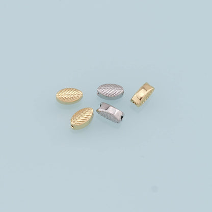 Gold Tiny Leaf Beads Charms,18K Gold Filled Leaf Spacer Beads Bracelet Necklace for DIY Jewelry Making Supply 7x4mm